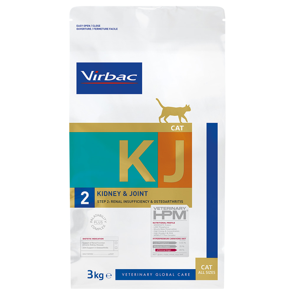 Virbac Veterinary HPM Cat Kidney & Joint Support KJ2 - výhodné balení: 2 x 3 kg