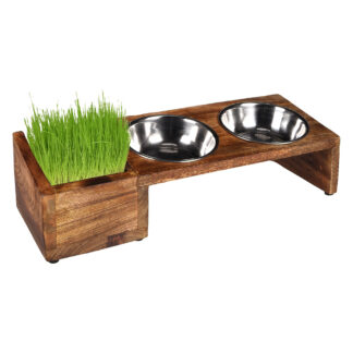 Flamingo dvojitá miska s miskou na kočičí trávu Lela - 2 x 375 ml