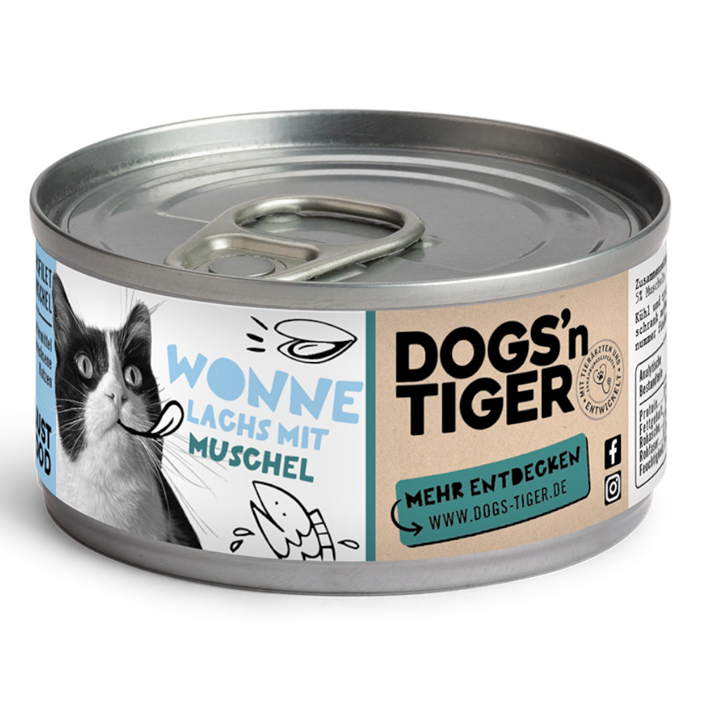 Dogs'n Tiger Cat Filet 24 × 70 g - výhodné balení - losos s mušlemi