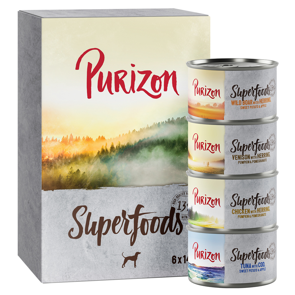 Purizon Superfoods 12 x 140 g - míchané balení (4x kuřecí