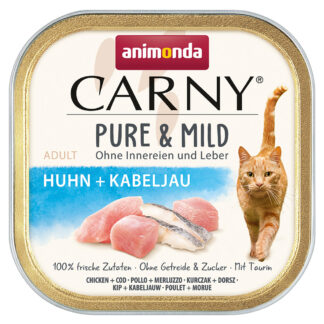 Výhodné balení animonda Carny Adult Pure & Mild 2 x 32 ks (64 × 100 g) – kuřecí + treska