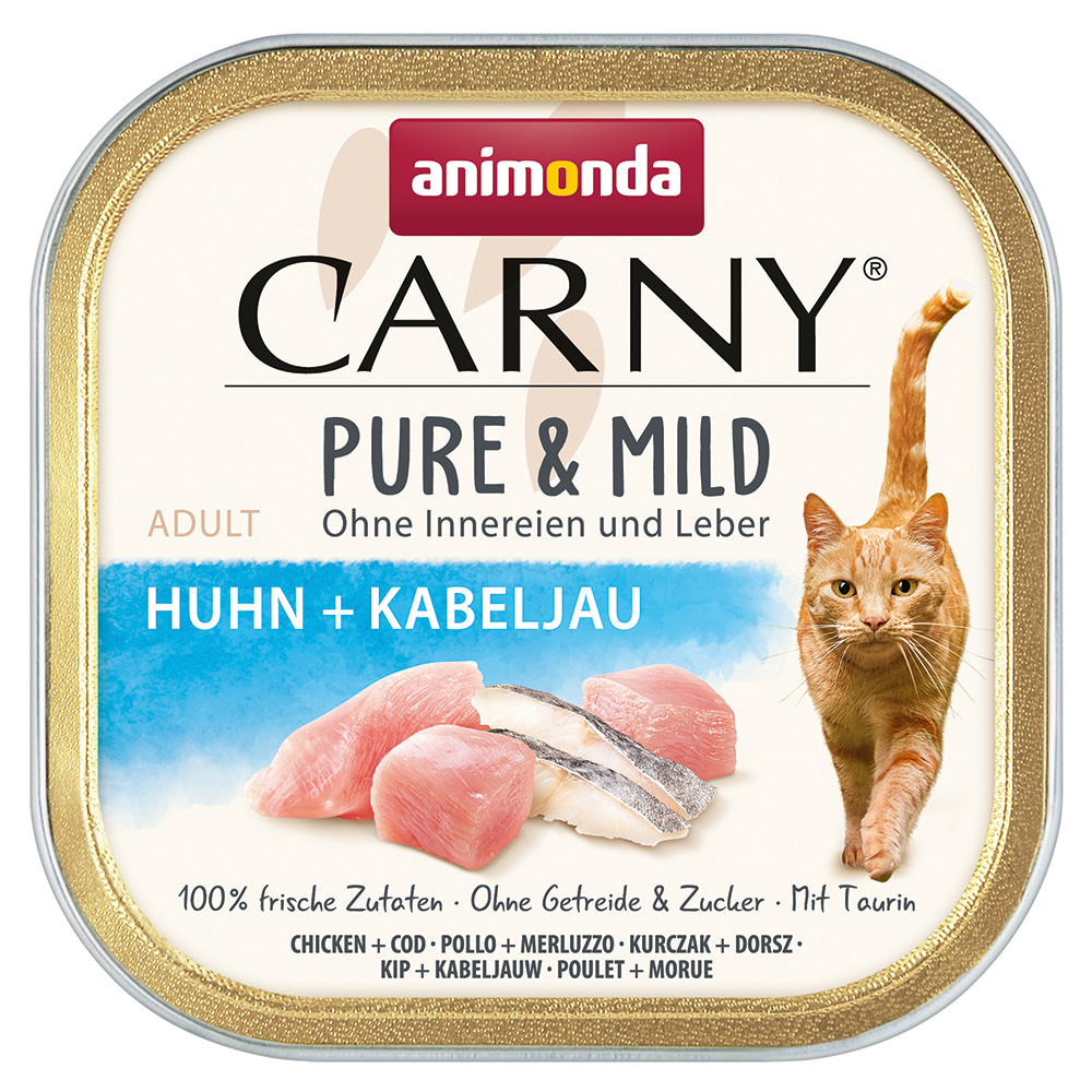 Výhodné balení animonda Carny Adult Pure & Mild 2 x 32 ks (64 × 100 g) – kuřecí + treska