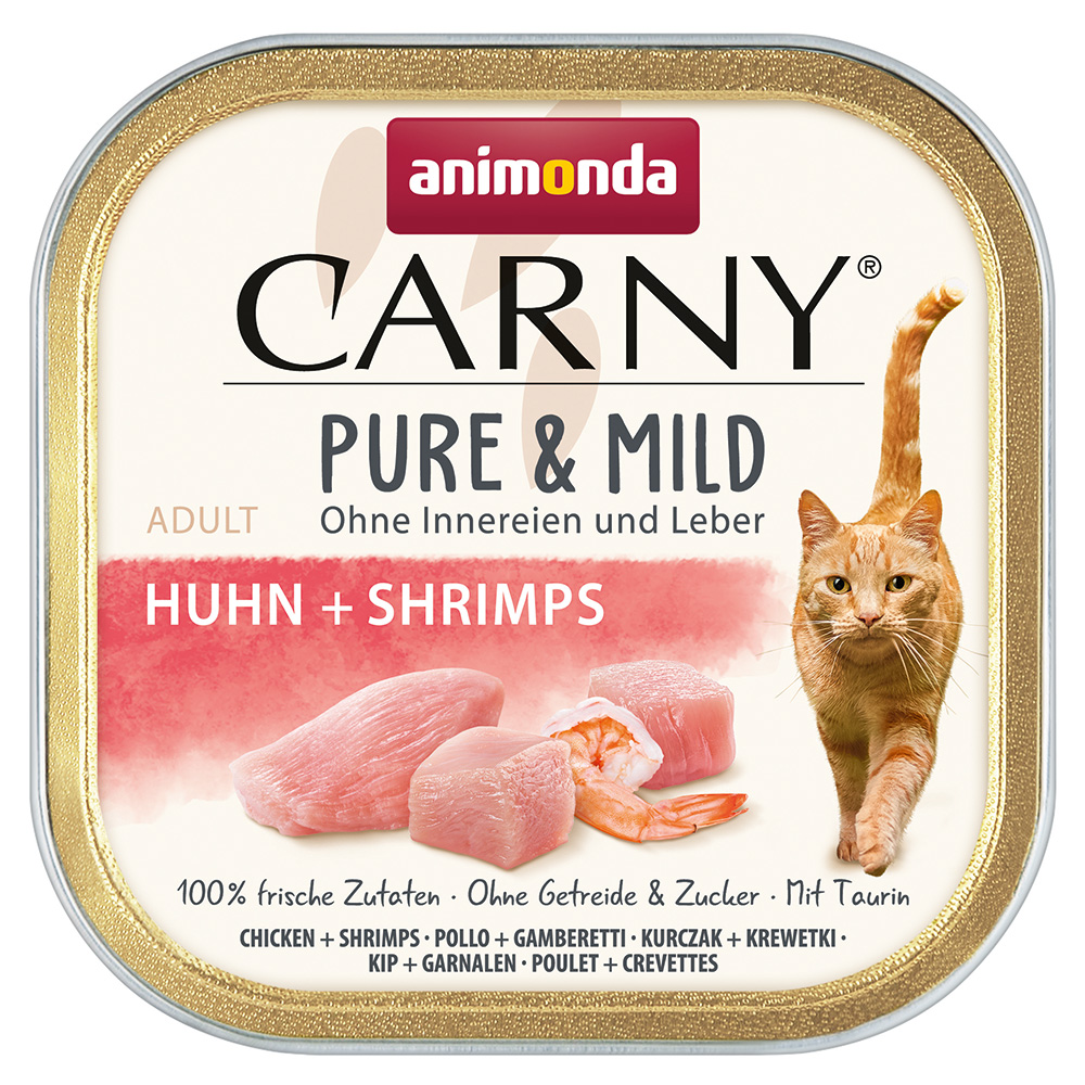 Výhodné balení animonda Carny Adult Pure & Mild 2 x 32 ks (64 × 100 g) – kuřecí + krevety
