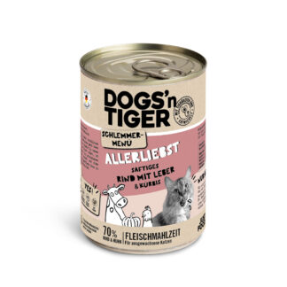 Dogs'n Tiger Gourmet Menu 12 × 400 g - výhodné balení - hovězí s játry