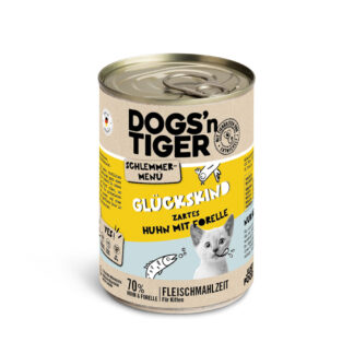Dogs'n Tiger Gourmet Menu 12 × 400 g - výhodné balení - kuřecí s pstruhem I Kitten