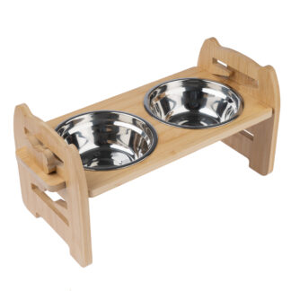 Modern Living dvojitá miska s bambusovým stojanem Ubud - 550 ml