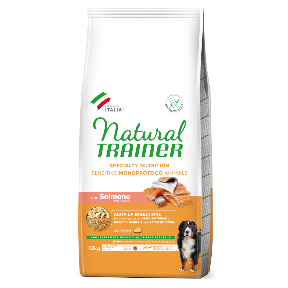 Natural Trainer Sensitive No Gluten Medium/Maxi Mature s lososem - 12 kg