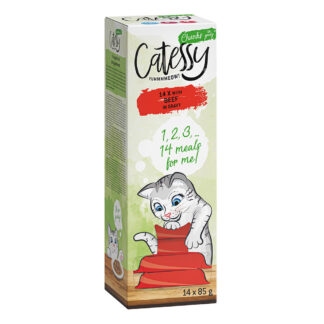 Výhodné balení Catessy kousky v omáčce 56 mističek (56 x 85 g) - s hovězím