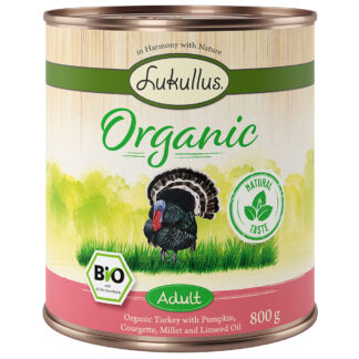 Lukullus Organic Adult krůtí s cuketou (bez lepku) - 6 x 800 g