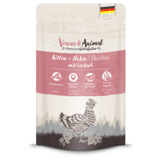 Výhodné balení Venandi Animal Kitten 24 ks (24 x 125 g) - kuřecí s lososovým olejem