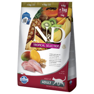 N&D Cat Tropical Selection s kuřecím - 5 kg (4 + 1 kg)