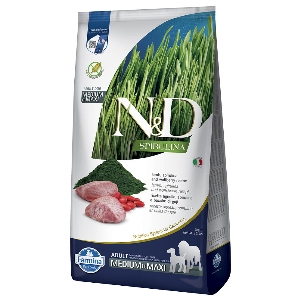 N&D Dog Spirulina Adult Medium/Maxi s jehněčím masem - 7 kg