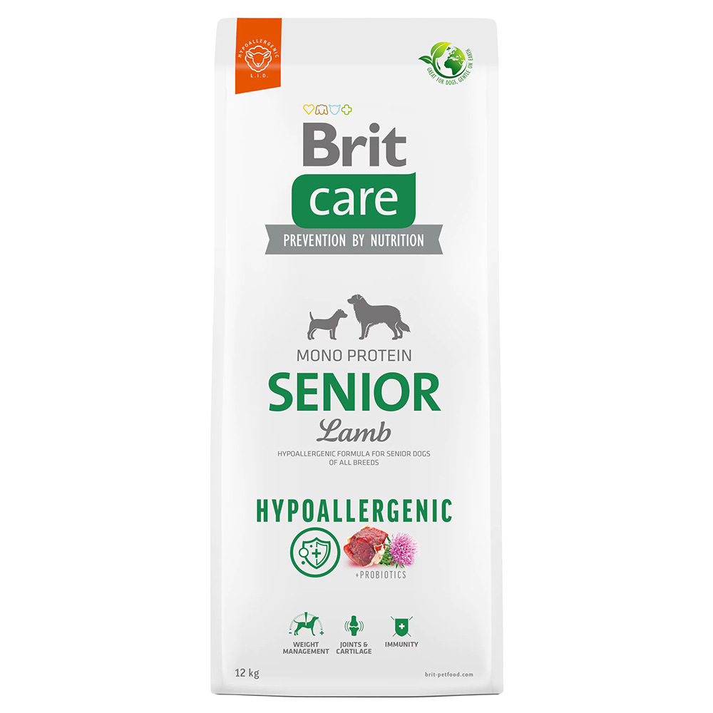 Brit Care Dog Hypoallergenic Senior jehněčí s rýží - výhodné balení: 2 x 12 kg