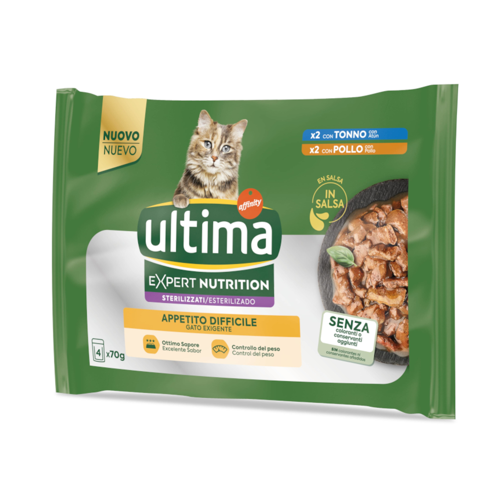 Ultima Cat Expert Nutrition Difficult Appetite tuňák a kuřecí - výhodné balení: 44 x 70 g