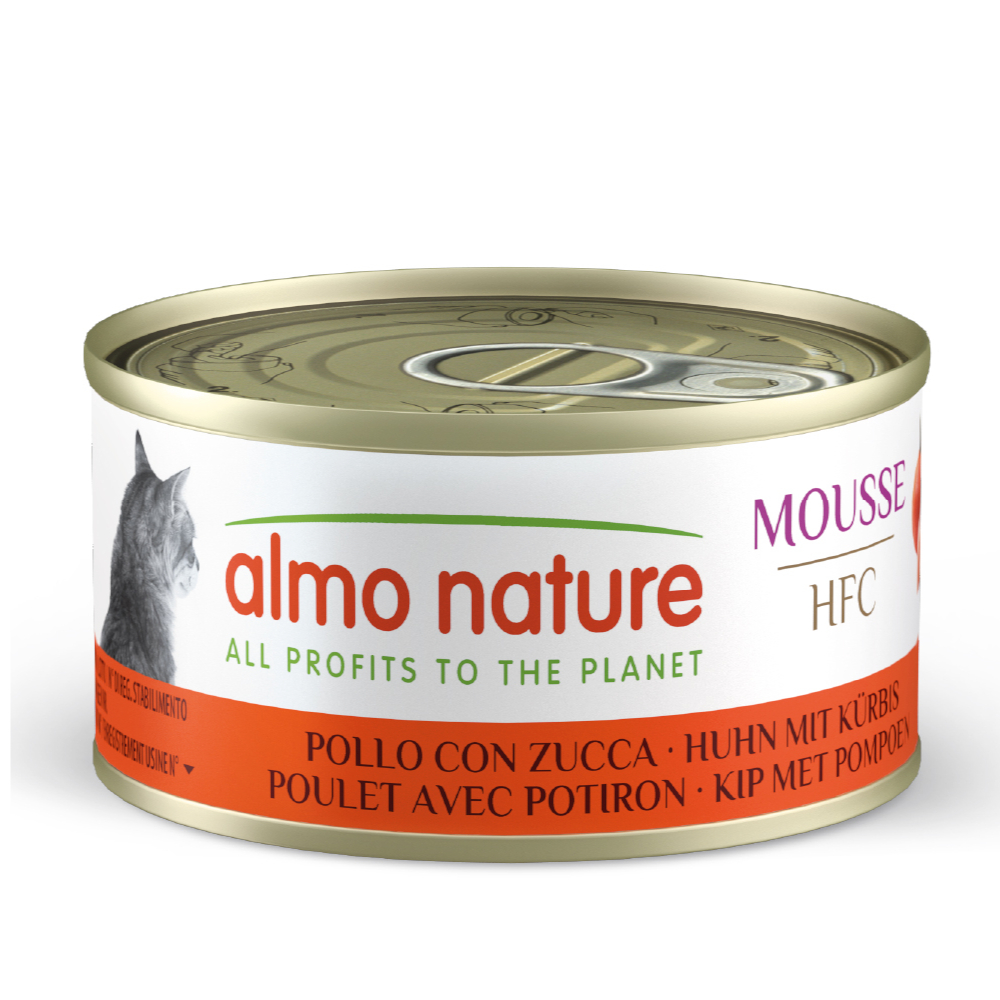 Almo Nature HFC Cat Mousse 24 x 70 g - výhodné balení - Kuře s dýní