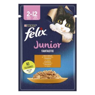 Výhodné balení: Felix Junior Fantastic Pouches 52 kapsiček (52 x 85 g) - kuřecí