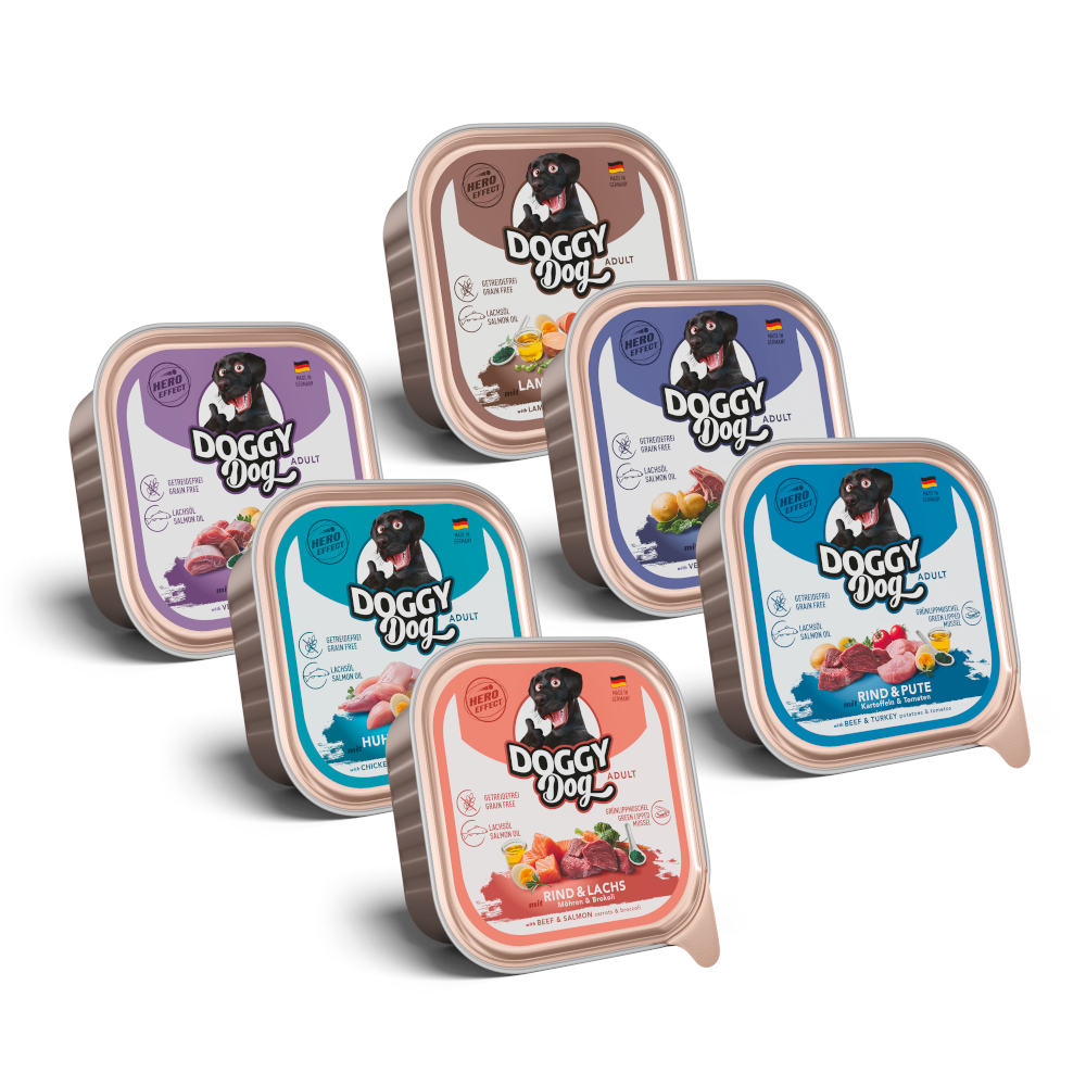 Výhodné balení DOGGY Dog Adult 24 ks (24 x 150 g) - smíšené balení (6 druhů)