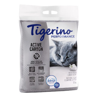 Tigerino Performance Active Carbon kočkolit - vůně čerstvého prádla Ambi Pur - výhodné balení 2 x 12 kg
