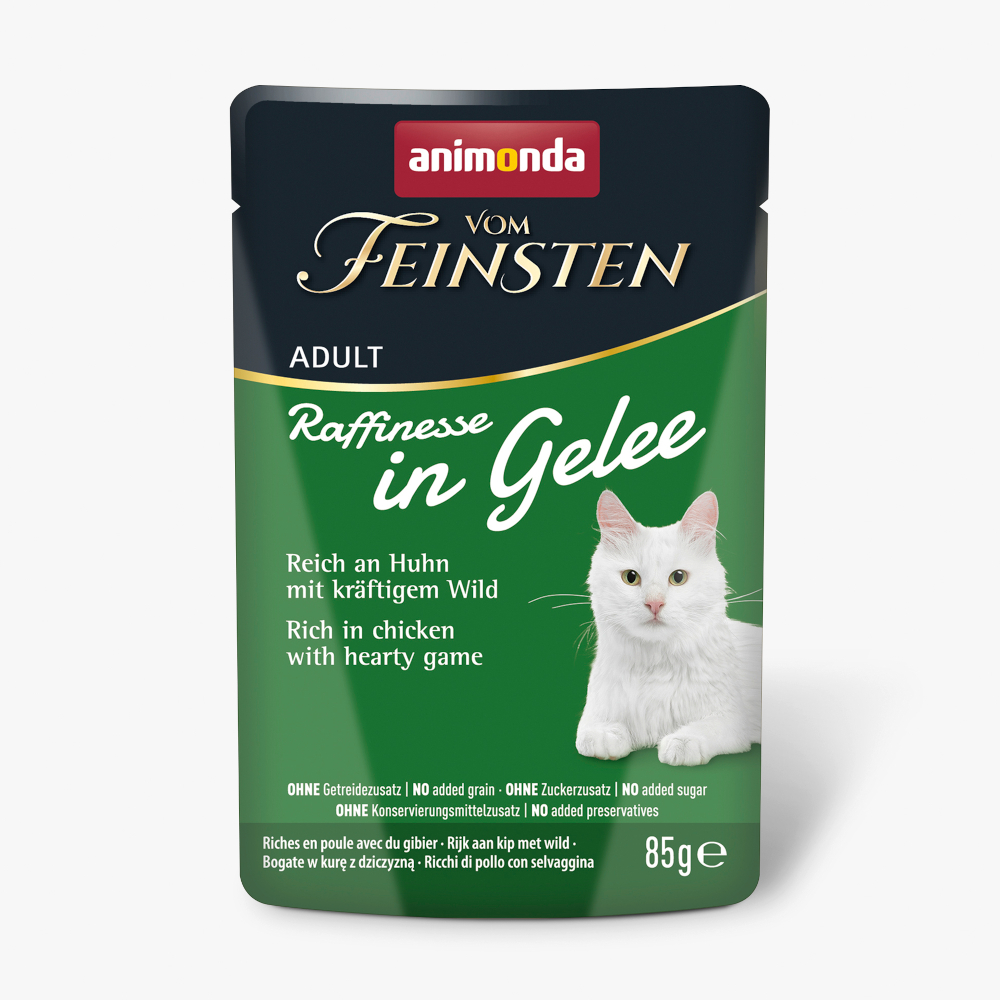 Animonda Vom Feinsten Adult Raffinesse v želé 48 x 85 g - výhodné balení - bohaté na kuřecí se zvěřinou