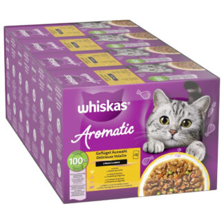 Výhodné balení Whiskas 1+ Aromatic Selection 2 x 48 ks (96 x 85 g) - drůbeží v omáčce