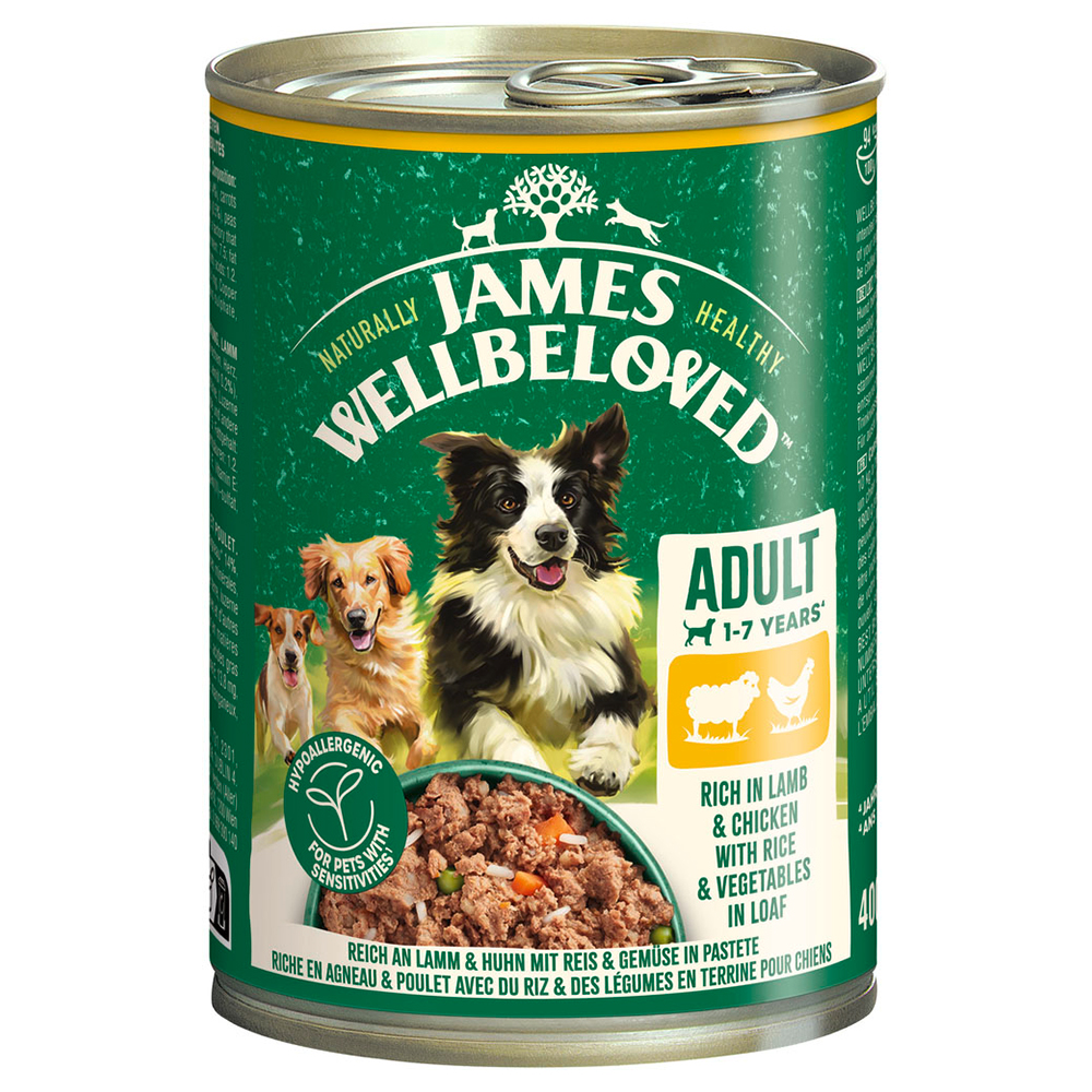 James Wellbeloved Adult Dog Hypoallergenic jehněčí s kuřecím v paštice - výhodné balení: 24 x 400 g