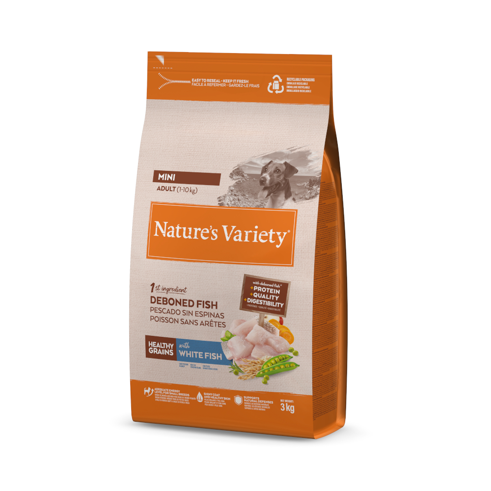 Nature's Variety Healthy Grains Mini Adult bílé ryby - výhodné balení: 2 x 3 kg