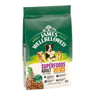 James Wellbeloved Superfoods Adult Dog Hypoallergenic krůtí s kadeřávkem a quinoou - 10 kg